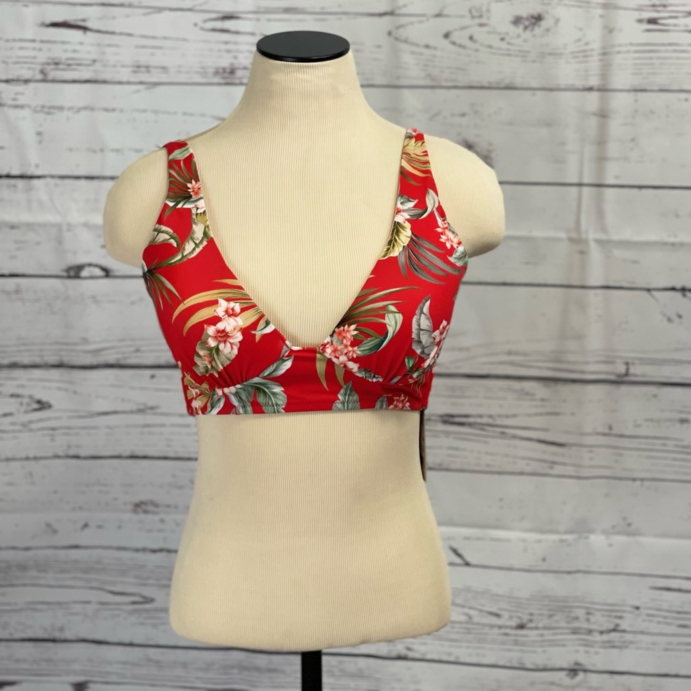 Shade & Shore Red Floral Bikini Top-NWT